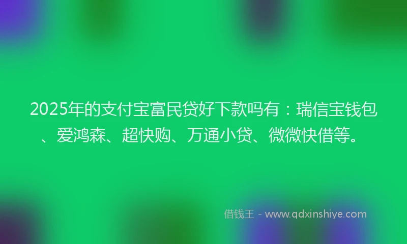 2025年的支付宝富民贷好下款吗有：瑞信宝钱包、爱鸿森、超快购、万通小贷、微微快借等。