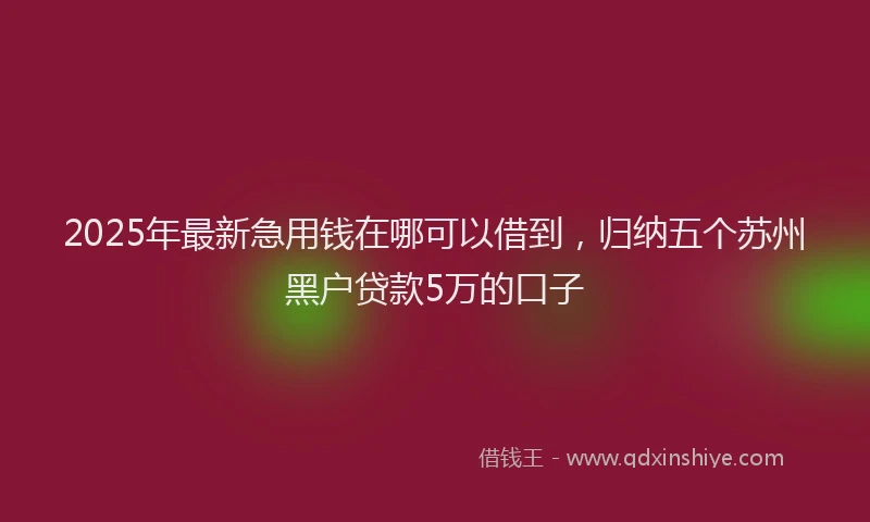 2025年最新急用钱在哪可以借到，归纳五个苏州黑户贷款5万的口子