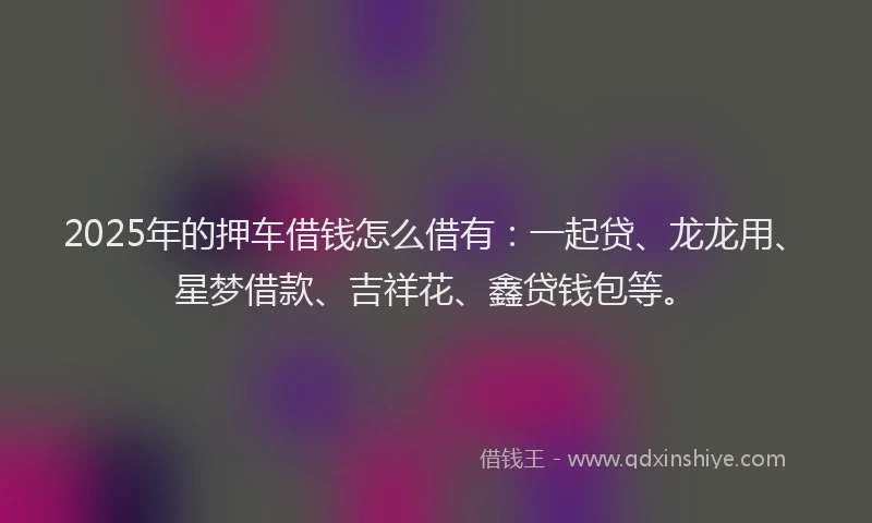 2025年的押车借钱怎么借有：一起贷、龙龙用、星梦借款、吉祥花、鑫贷钱包等。