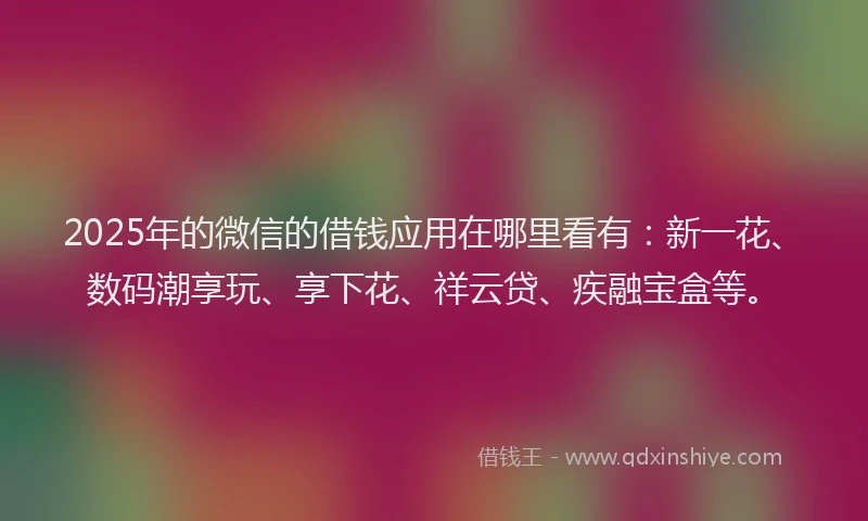 2025年的微信的借钱应用在哪里看有：新一花、数码潮享玩、享下花、祥云贷、疾融宝盒等。