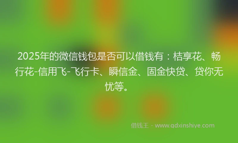 2025年的微信钱包是否可以借钱有：桔享花、畅行花-信用飞-飞行卡、瞬信金、固金快贷、贷你无忧等。
