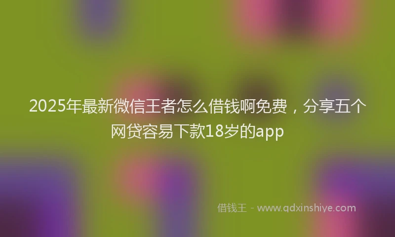 2025年最新微信王者怎么借钱啊免费，分享五个网贷容易下款18岁的app