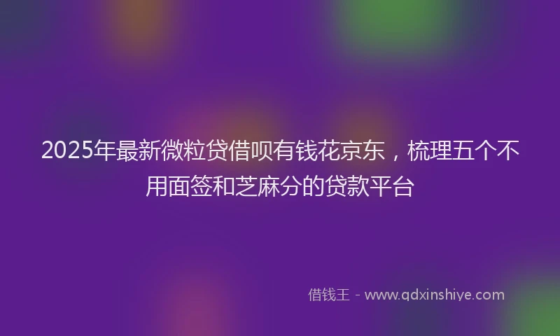 2025年最新微粒贷借呗有钱花京东，梳理五个不用面签和芝麻分的贷款平台