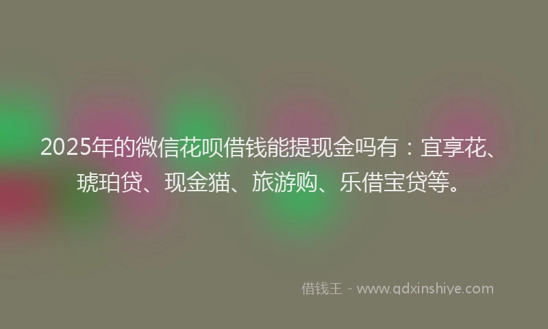 2025年的微信花呗借钱能提现金吗有：宜享花、琥珀贷、现金猫、旅游购、乐借宝贷等。