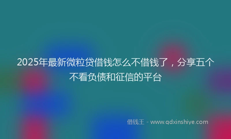 2025年最新微粒贷借钱怎么不借钱了，分享五个不看负债和征信的平台