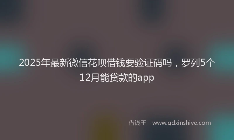 2025年最新微信花呗借钱要验证码吗，罗列5个12月能贷款的app