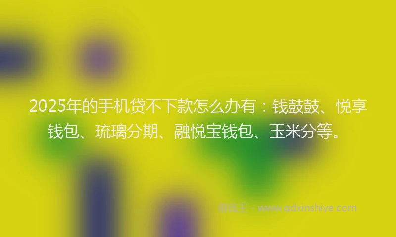 2025年的手机贷不下款怎么办有：钱鼓鼓、悦享钱包、琉璃分期、融悦宝钱包、玉米分等。