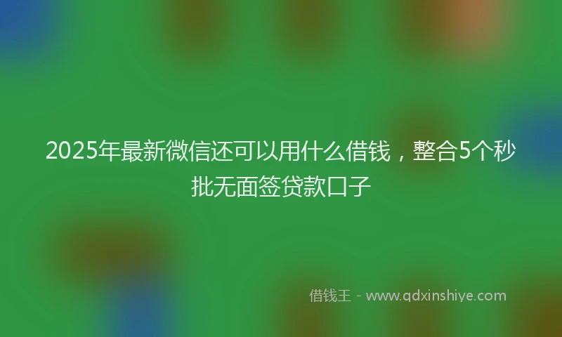 2025年最新微信还可以用什么借钱，整合5个秒批无面签贷款口子