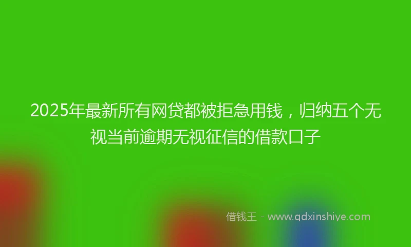 2025年最新所有网贷都被拒急用钱，归纳五个无视当前逾期无视征信的借款口子