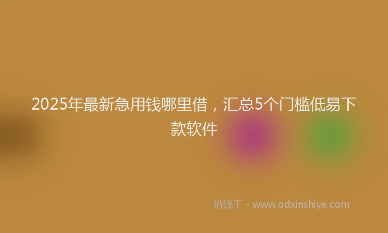 2025年最新急用钱哪里借，汇总5个门槛低易下款软件