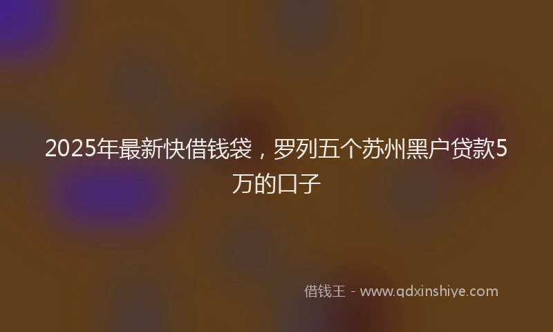 2025年最新快借钱袋，罗列五个苏州黑户贷款5万的口子