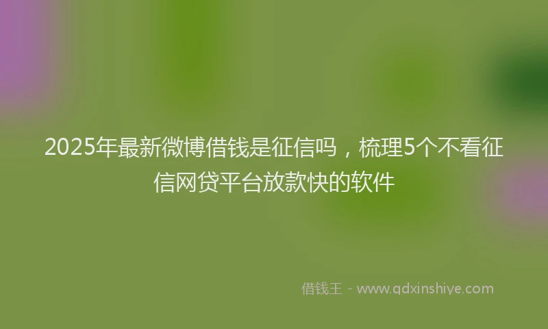 2025年最新微博借钱是征信吗，梳理5个不看征信网贷平台放款快的软件