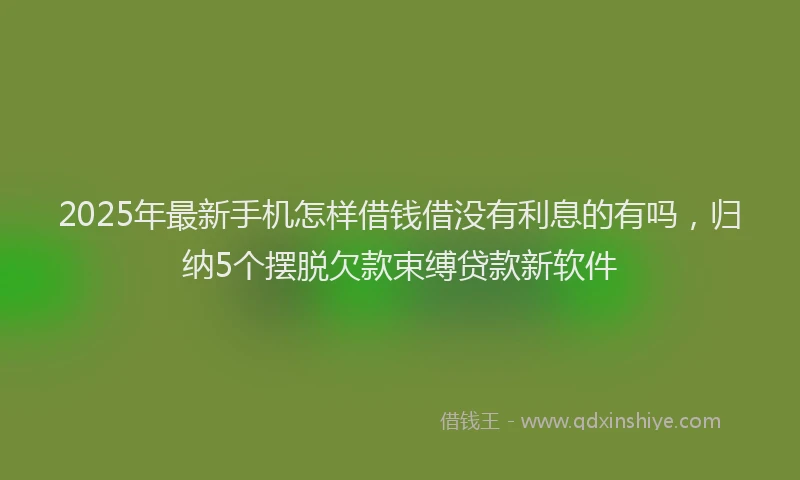 2025年最新手机怎样借钱借没有利息的有吗，归纳5个摆脱欠款束缚贷款新软件