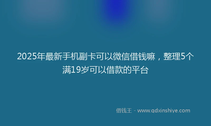 2025年最新手机副卡可以微信借钱嘛，整理5个满19岁可以借款的平台