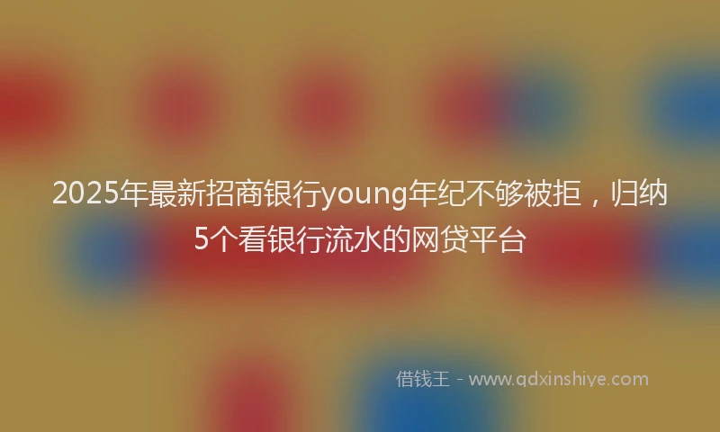 2025年最新招商银行young年纪不够被拒，归纳5个看银行流水的网贷平台