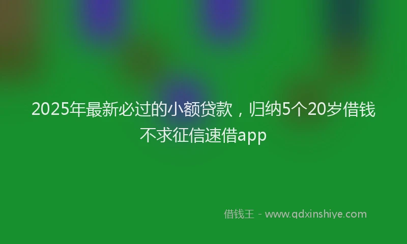 2025年最新必过的小额贷款，归纳5个20岁借钱不求征信速借app