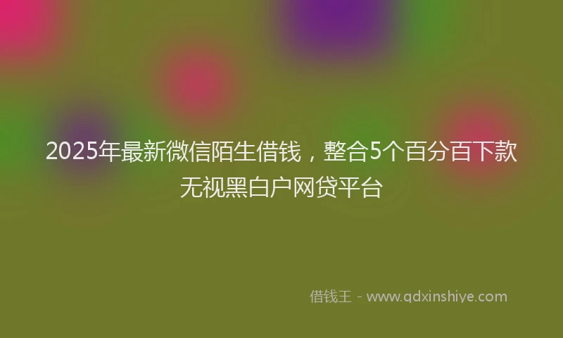 2025年最新微信陌生借钱，整合5个百分百下款无视黑白户网贷平台