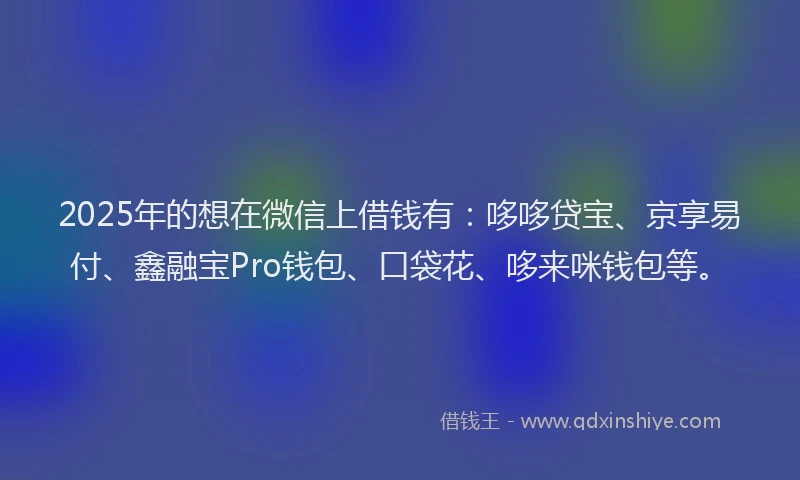 2025年的想在微信上借钱有：哆哆贷宝、京享易付、鑫融宝Pro钱包、口袋花、哆来咪钱包等。