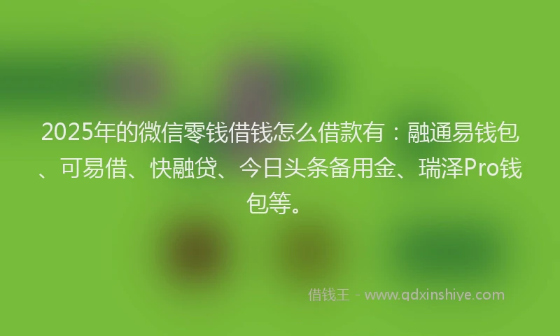 2025年的微信零钱借钱怎么借款有：融通易钱包、可易借、快融贷、今日头条备用金、瑞泽Pro钱包等。
