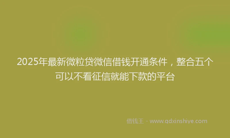 2025年最新微粒贷微信借钱开通条件，整合五个可以不看征信就能下款的平台