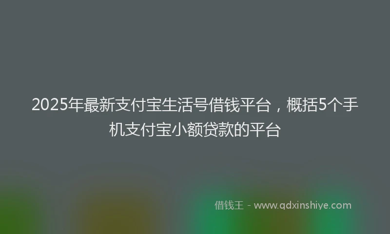 2025年最新支付宝生活号借钱平台，概括5个手机支付宝小额贷款的平台