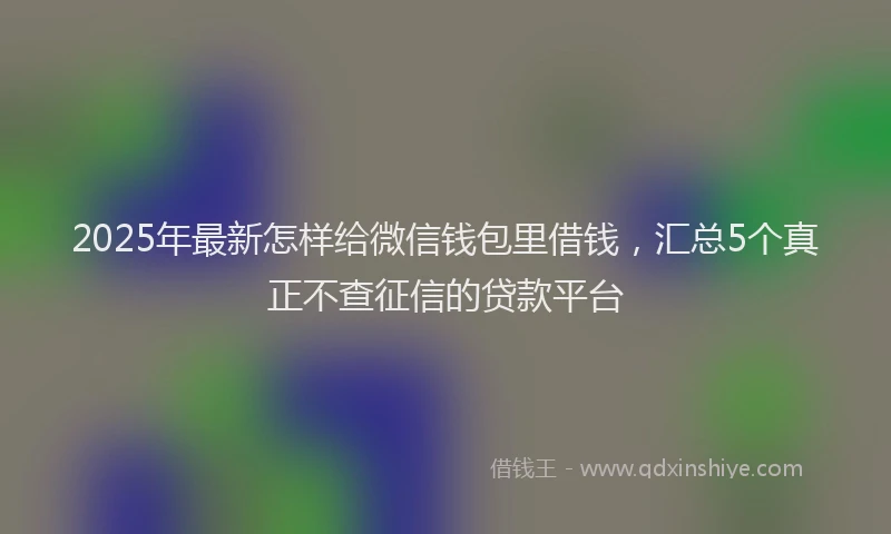 2025年最新怎样给微信钱包里借钱，汇总5个真正不查征信的贷款平台