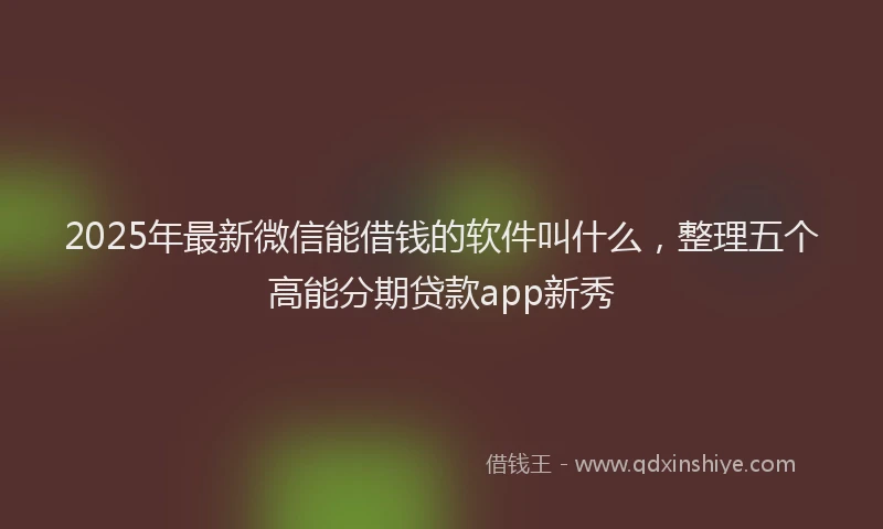 2025年最新微信能借钱的软件叫什么，整理五个高能分期贷款app新秀
