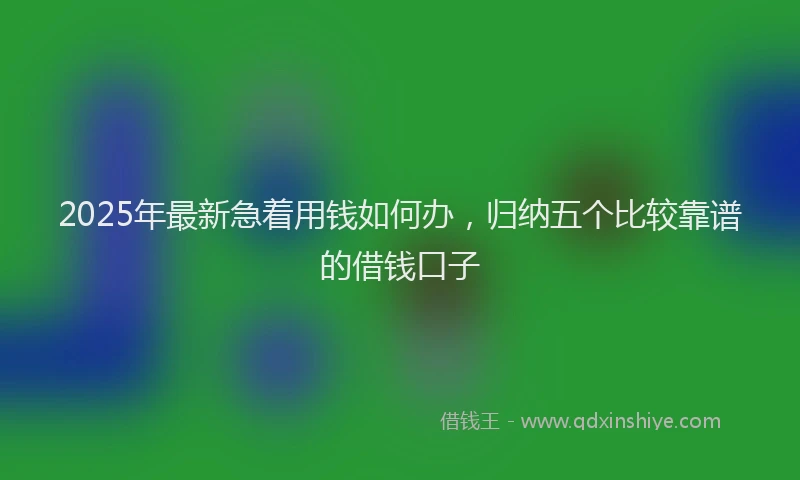 2025年最新急着用钱如何办，归纳五个比较靠谱的借钱口子