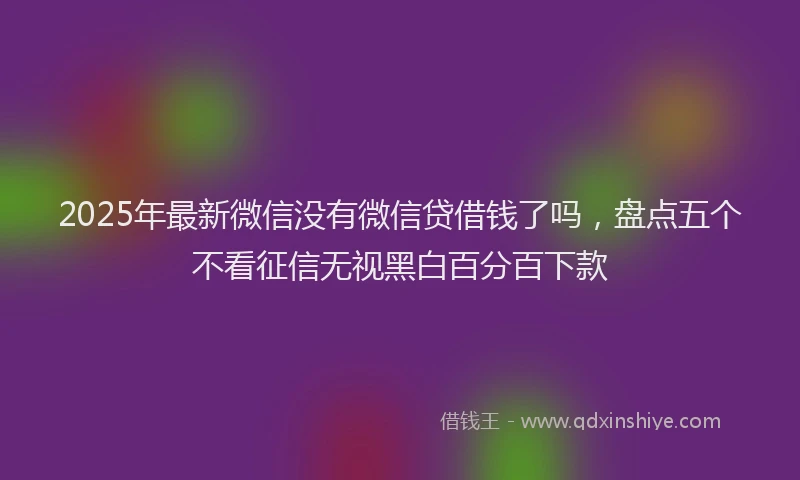 2025年最新微信没有微信贷借钱了吗，盘点五个不看征信无视黑白百分百下款