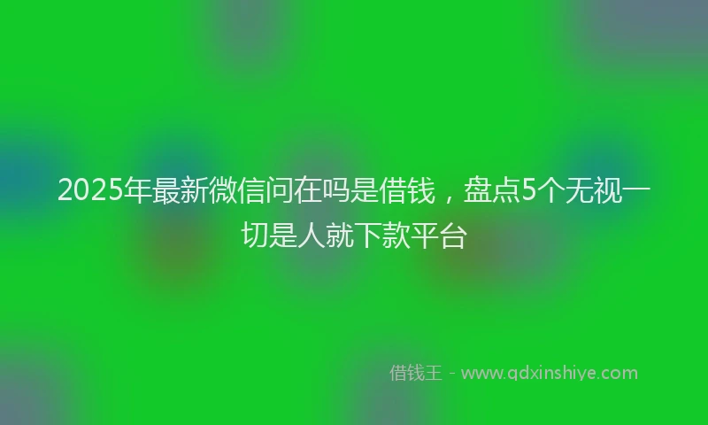 2025年最新微信问在吗是借钱，盘点5个无视一切是人就下款平台