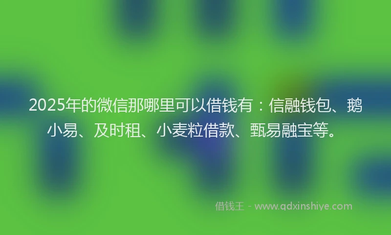 2025年的微信那哪里可以借钱有：信融钱包、鹅小易、及时租、小麦粒借款、甄易融宝等。
