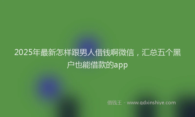 2025年最新怎样跟男人借钱啊微信，汇总五个黑户也能借款的app