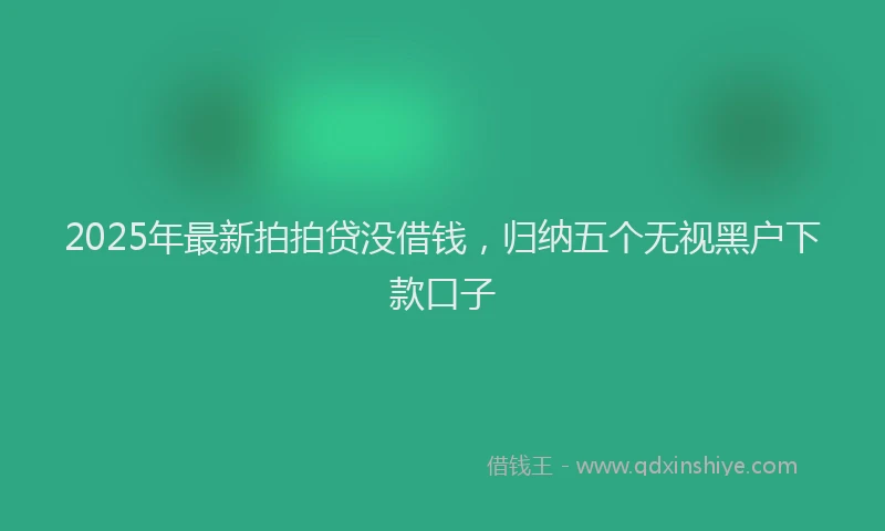 2025年最新拍拍贷没借钱，归纳五个无视黑户下款口子