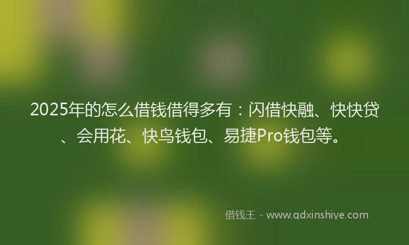 2025年的怎么借钱借得多有：闪借快融、快快贷、会用花、快鸟钱包、易捷Pro钱包等。