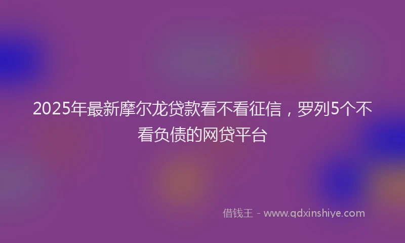 2025年最新摩尔龙贷款看不看征信，罗列5个不看负债的网贷平台
