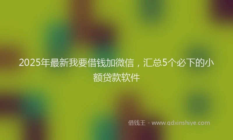 2025年最新我要借钱加微信，汇总5个必下的小额贷款软件