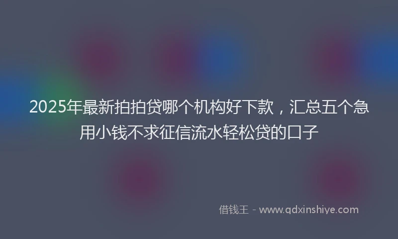 2025年最新拍拍贷哪个机构好下款，汇总五个急用小钱不求征信流水轻松贷的口子