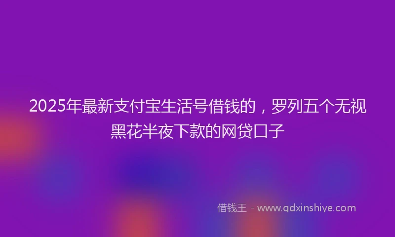 2025年最新支付宝生活号借钱的，罗列五个无视黑花半夜下款的网贷口子