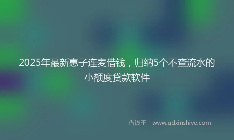 2025年最新惠子连麦借钱，归纳5个不查流水的小额度贷款软件