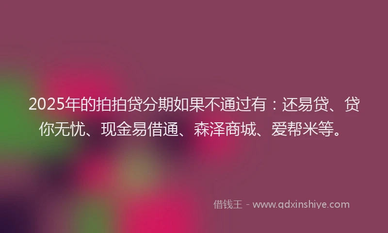 2025年的拍拍贷分期如果不通过有：还易贷、贷你无忧、现金易借通、森泽商城、爱帮米等。