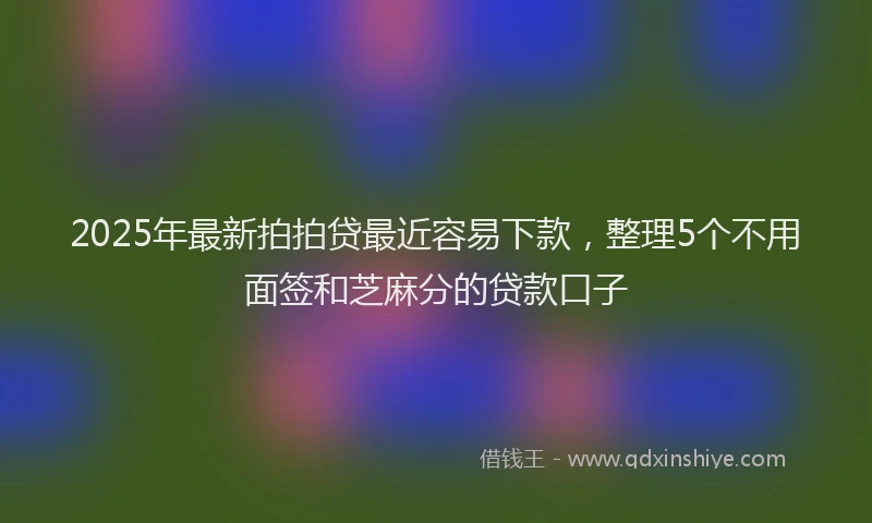 2025年最新拍拍贷最近容易下款，整理5个不用面签和芝麻分的贷款口子