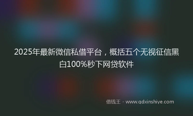 2025年最新微信私借平台，概括五个无视征信黑白100%秒下网贷软件
