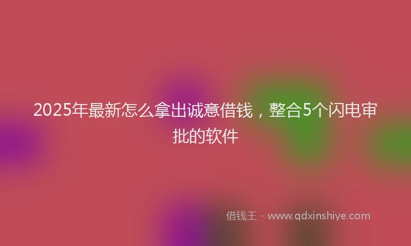 2025年最新怎么拿出诚意借钱，整合5个闪电审批的软件