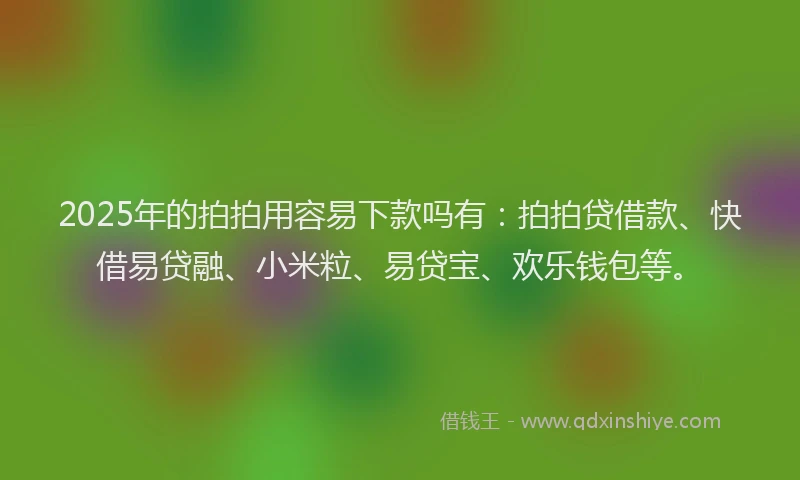 2025年的拍拍用容易下款吗有：拍拍贷借款、快借易贷融、小米粒、易贷宝、欢乐钱包等。