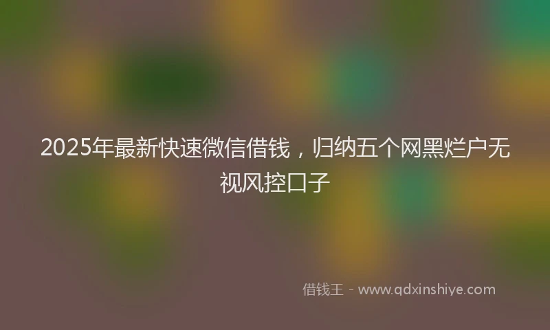 2025年最新快速微信借钱，归纳五个网黑烂户无视风控口子