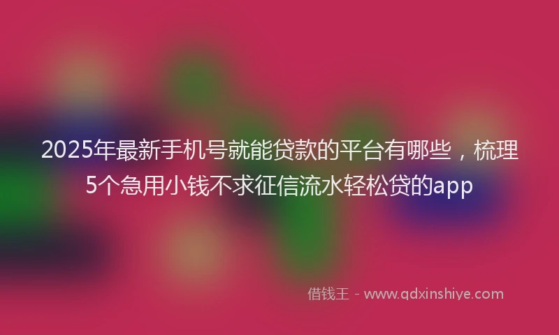 2025年最新手机号就能贷款的平台有哪些，梳理5个急用小钱不求征信流水轻松贷的app