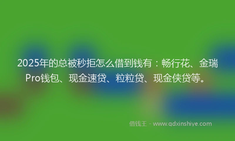 2025年的总被秒拒怎么借到钱有：畅行花、金瑞Pro钱包、现金速贷、粒粒贷、现金侠贷等。