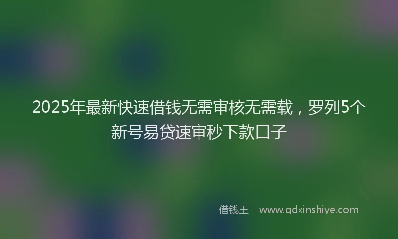 2025年最新快速借钱无需审核无需载，罗列5个新号易贷速审秒下款口子