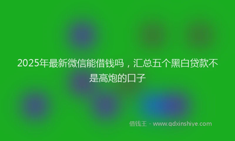 2025年最新微信能借钱吗，汇总五个黑白贷款不是高炮的口子