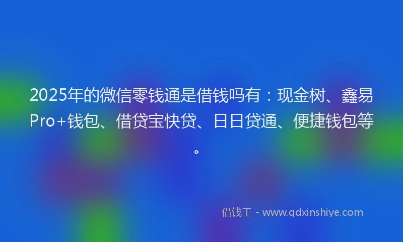 2025年的微信零钱通是借钱吗有：现金树、鑫易Pro+钱包、借贷宝快贷、日日贷通、便捷钱包等。
